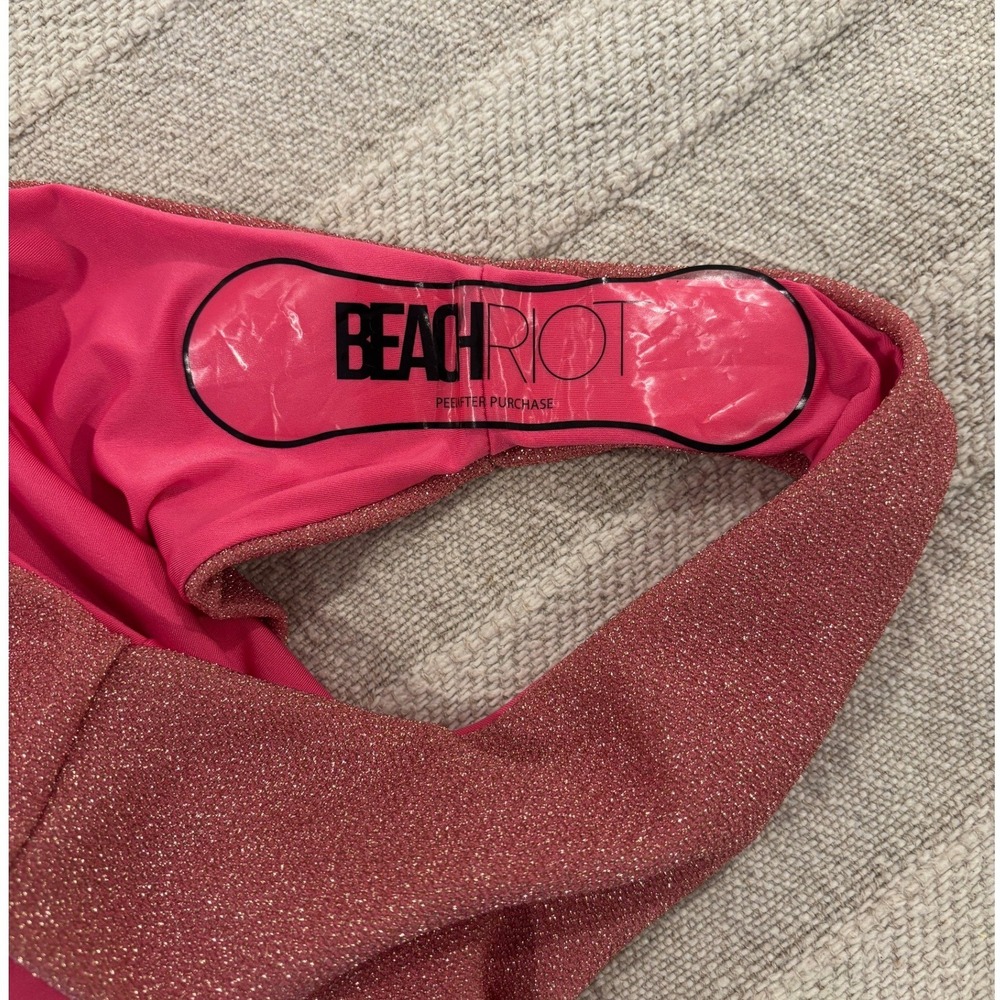 Beach Riot Celine Shine One Piece Swimsuit Sugar Plum Metallic Pink Medium NWOT - Picture 5 of 7